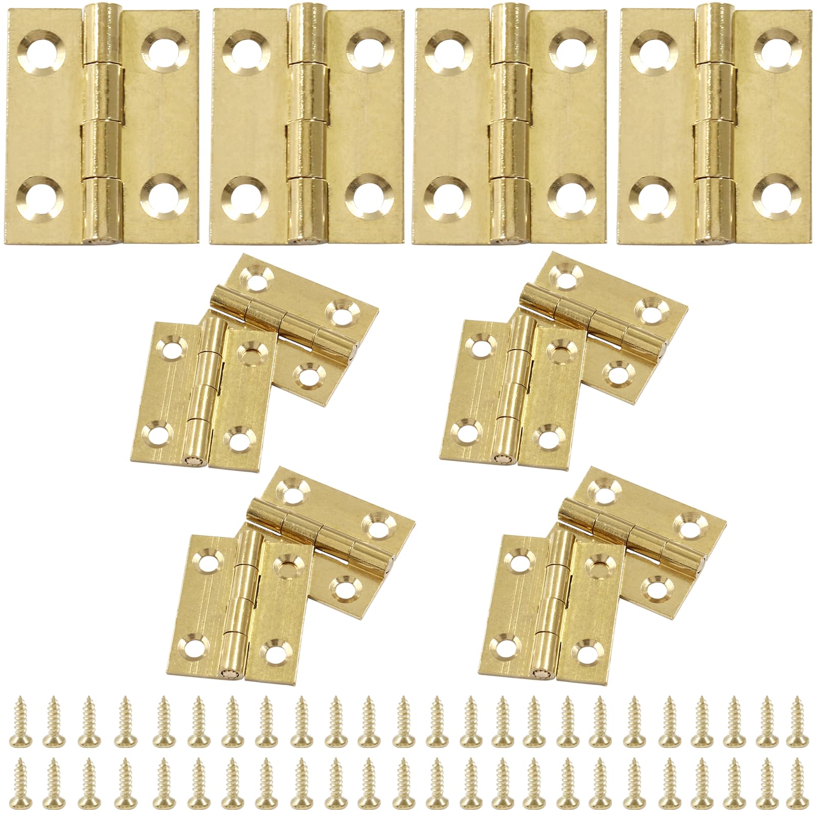 Zorveiio 12Pcs Solid Brass Mini Hinges, 1 Inch Mini Solid Brass