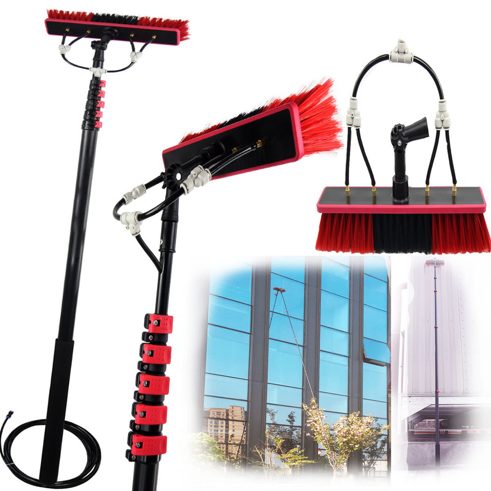 Pulizia Pannelli fotovoltaici Kit Pulizia Pannelli fotovoltaici Spazzola Pannelli fotovoltaici,lavavetri telescopico pulisci vetri,Spazzola per la Pulizia di Pannelli fotovoltaici, Asta per