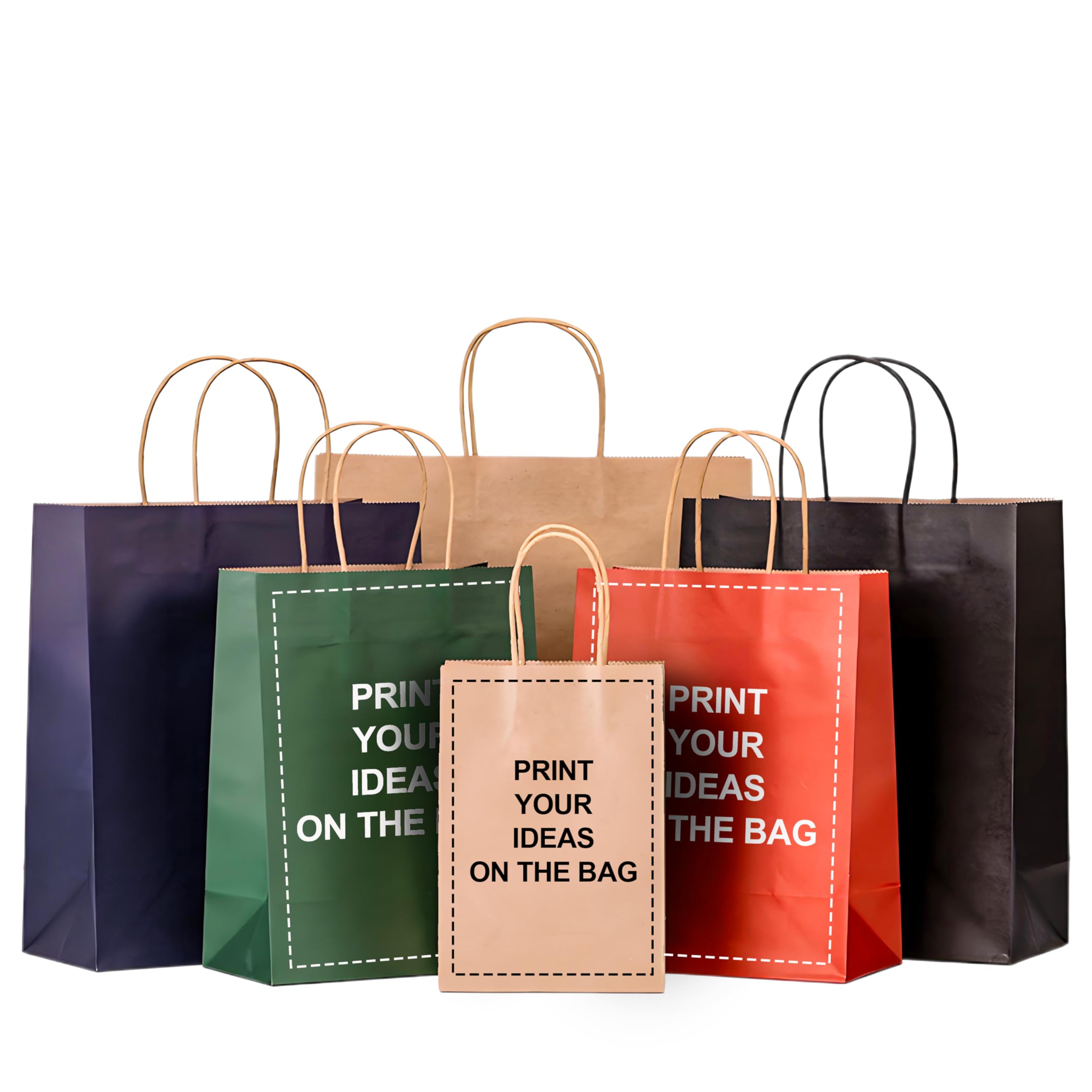 Azulavina Custom Bags with Logo 10/30/50/100 Pack - Paper Bags for Small Business Shopping - Custom Gift Bags with Name - Gift Bags Bulk