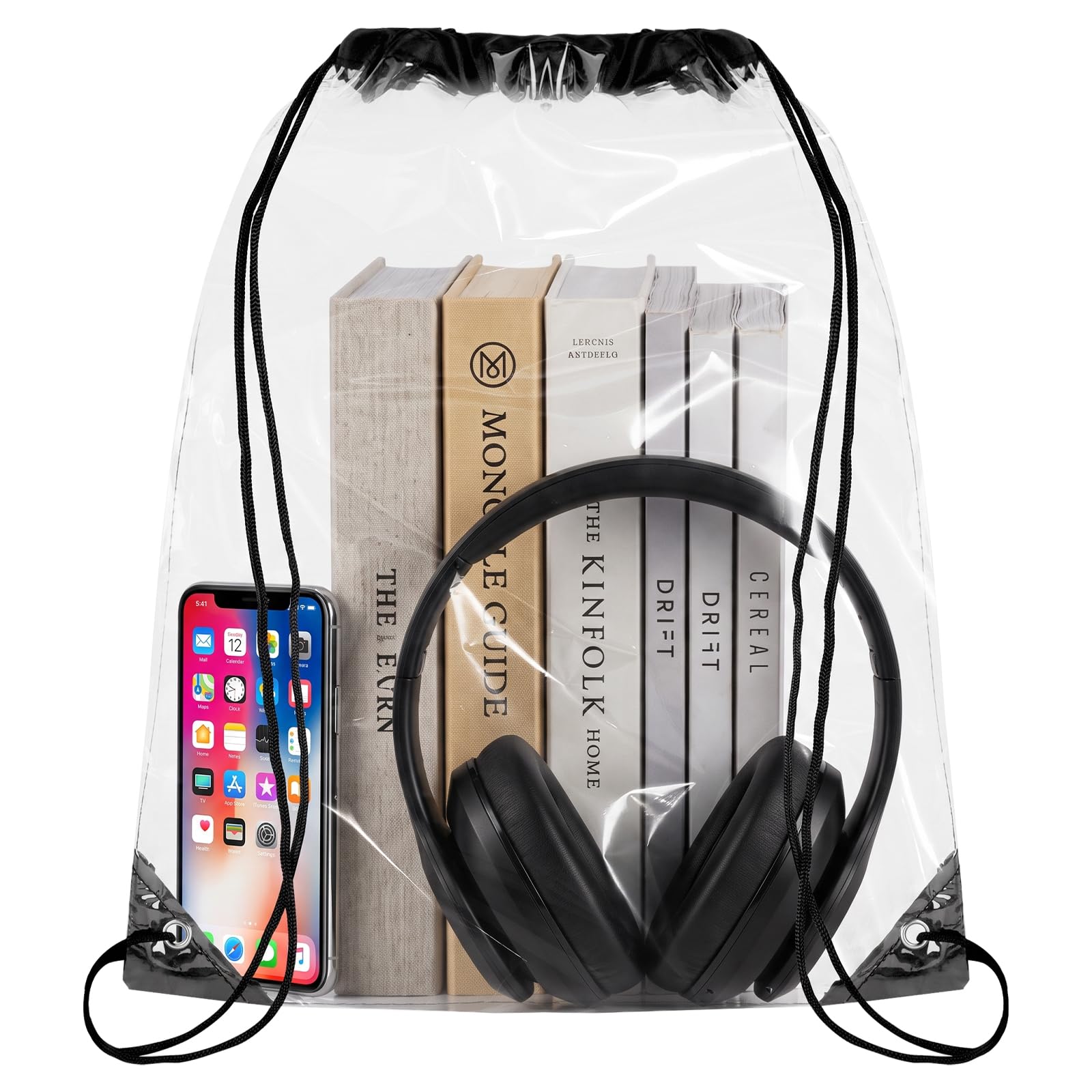 DiULi 1 Pcs Clear Drawstring Bags Backpack, Foldable Backpack (43 * 33cm)