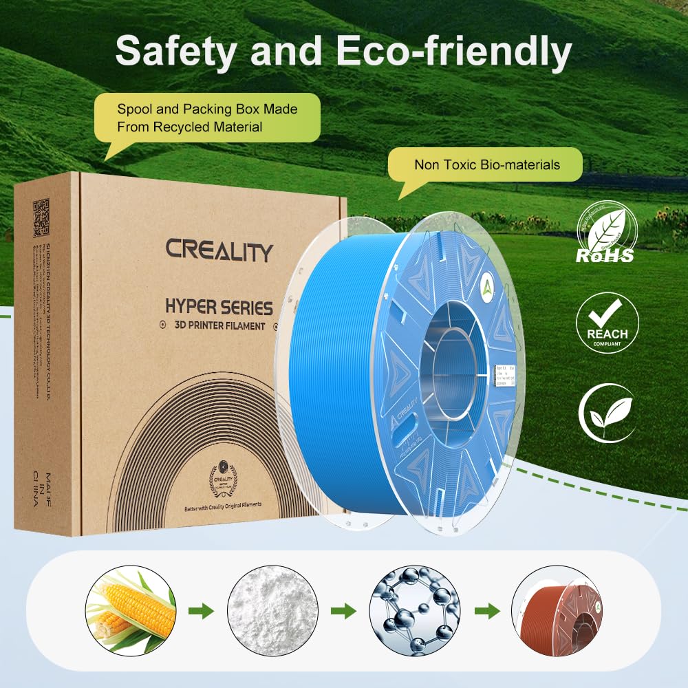 Creality Filamento ufficiale Hyper PLA nero+bianco+blu+rosso 4KG, filamento per stampante 3D RFID per stampa ad alta velocità, resistente, liscia, precisione dimensionale +/-0,03 mm, 4 rotoli