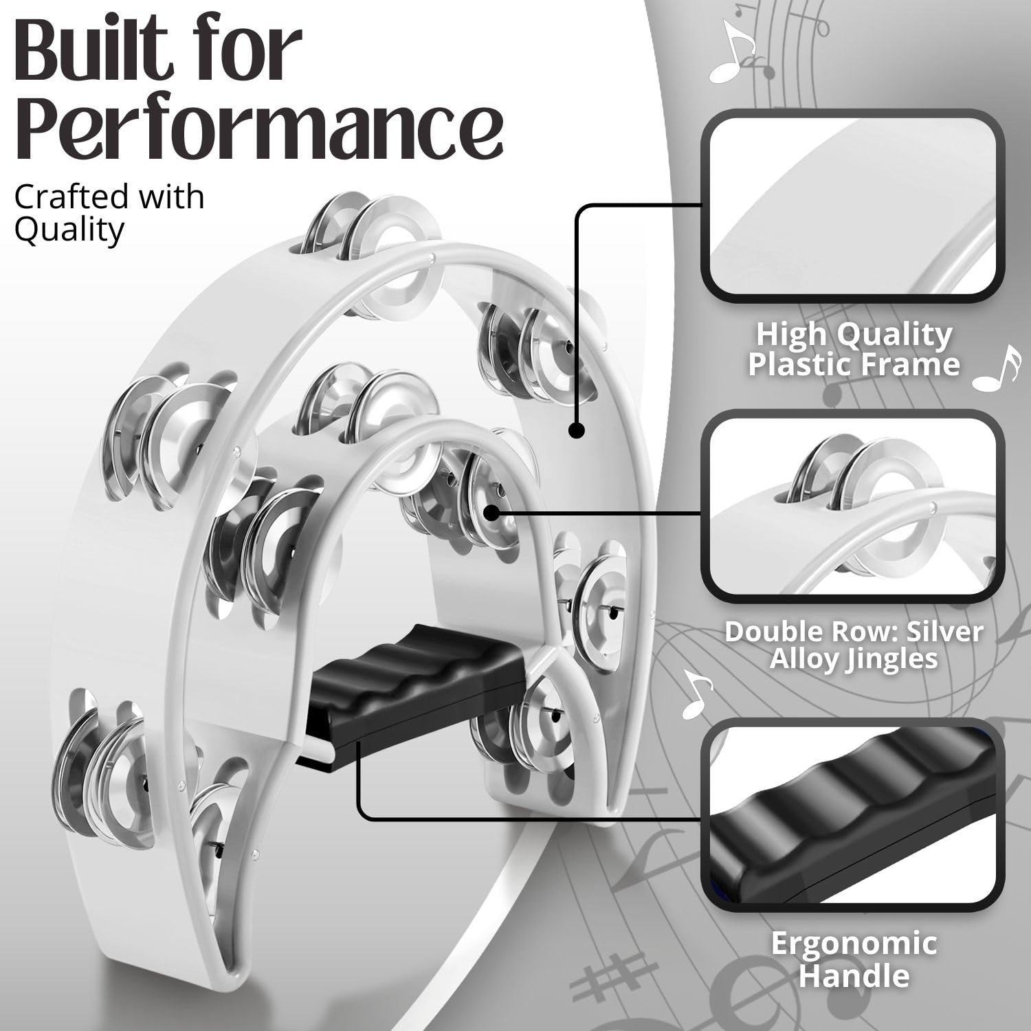 Flexzion Tambourin à Fleurs – Instrument De Percussion Portable De