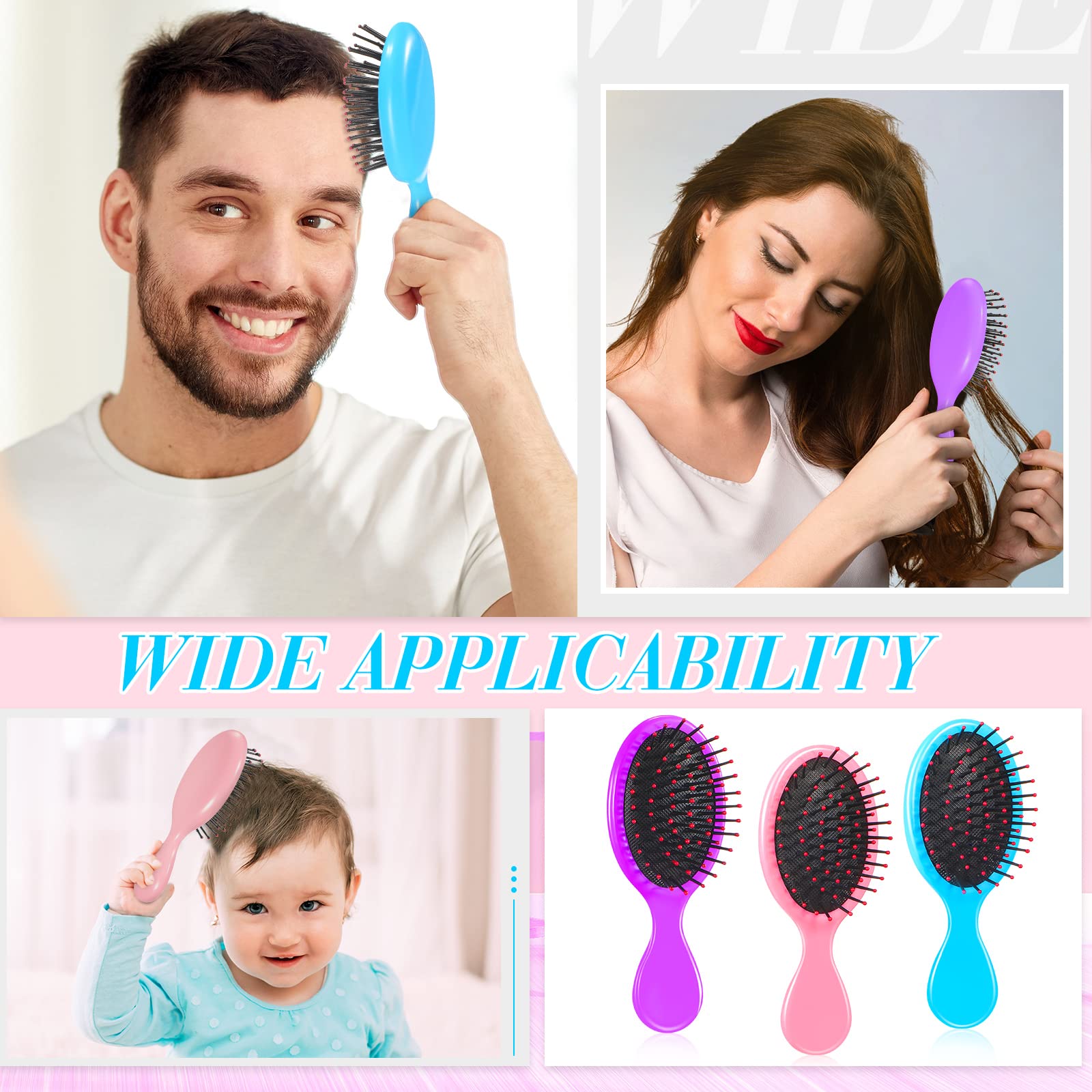Paquete de 36 mini cepillos desenredantes para cabello seco y húmedo, cepillos para desenredar el cabello para niños pequeños, cepillo desenredante de cerdas suaves, cepillo de viaje para mujeres y