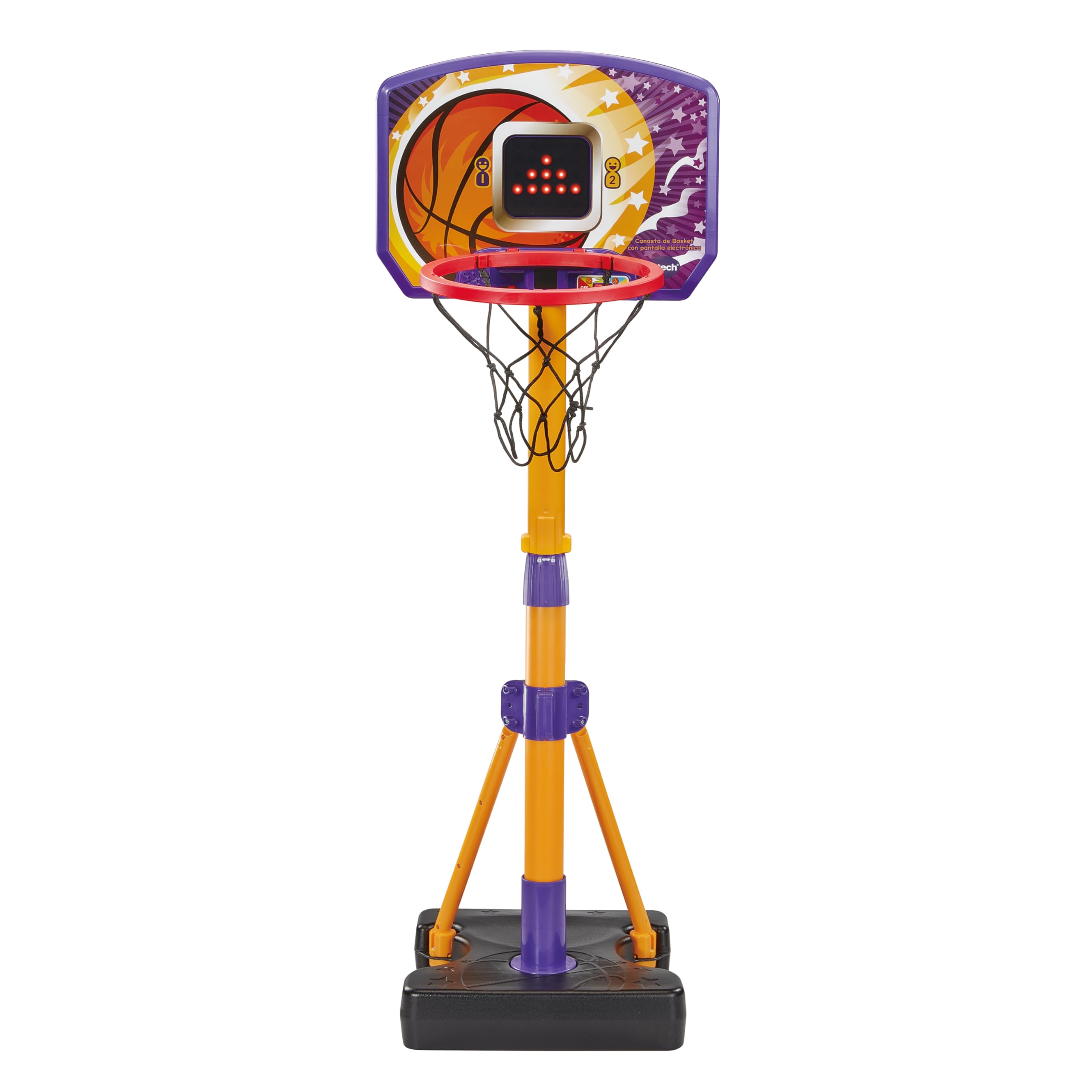 VTech - Canasta de Basket con Pantalla electrónica, Juguete Deportivo, Interactivo, Regulable en Altura, Diseño evolutivo, Soporte Estable, Juegos, Regalo niños +3 años, Versión ESP