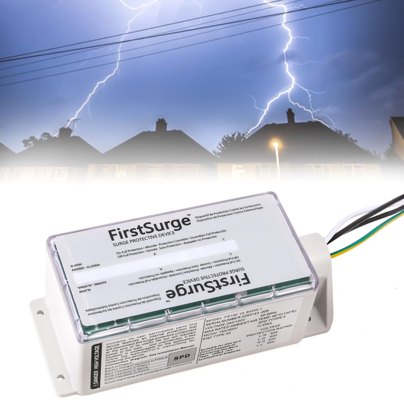 Fenglesha Surge Protection Device - 140kA Whole House Surge Protection Device for use with Any Brand 120/240V Load Center Replace FS140