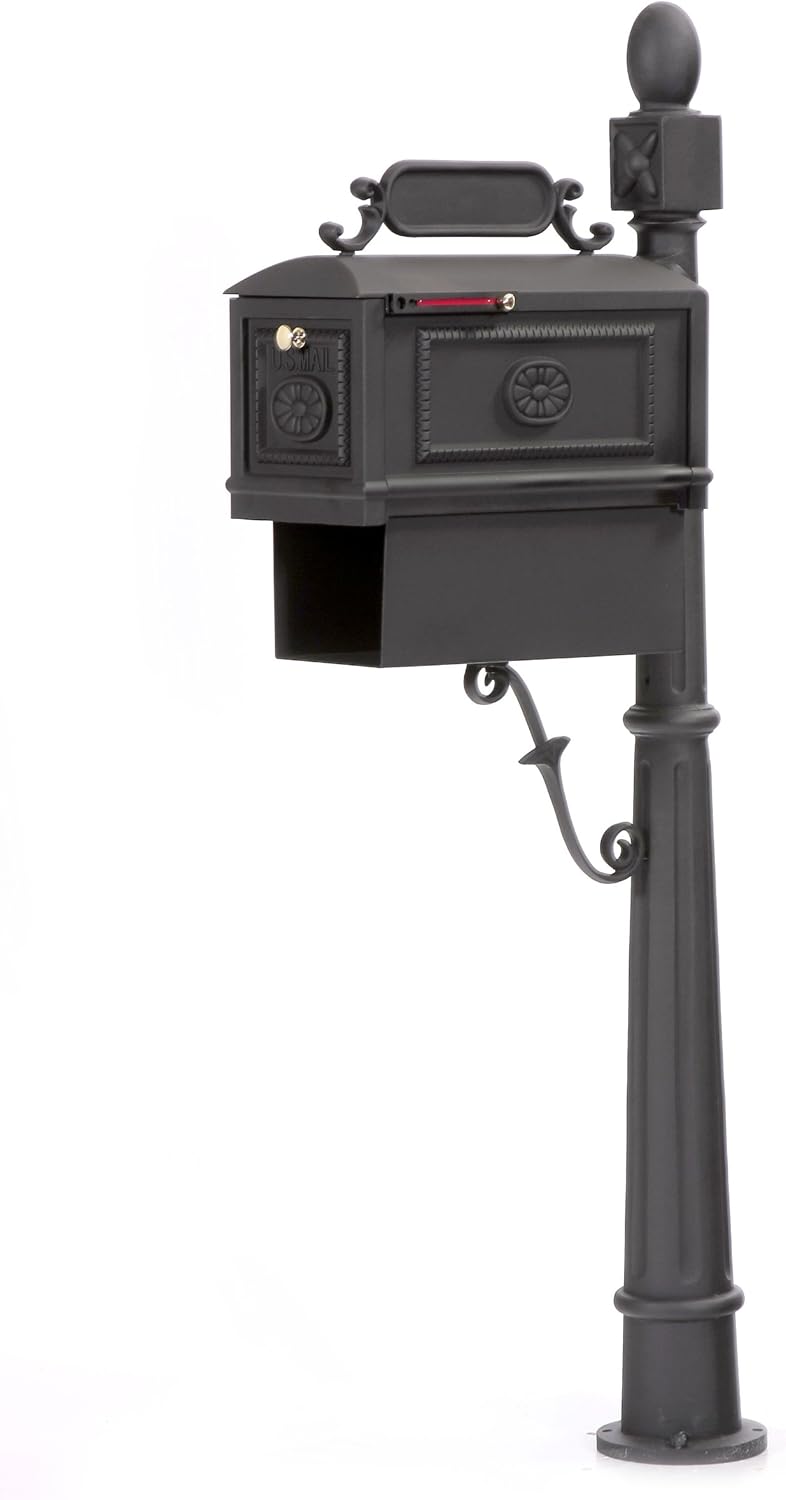 Contemporary Residential Curbside Cast Aluminum Mailbox with Paper Box Black Authentic * Original * Exclusive