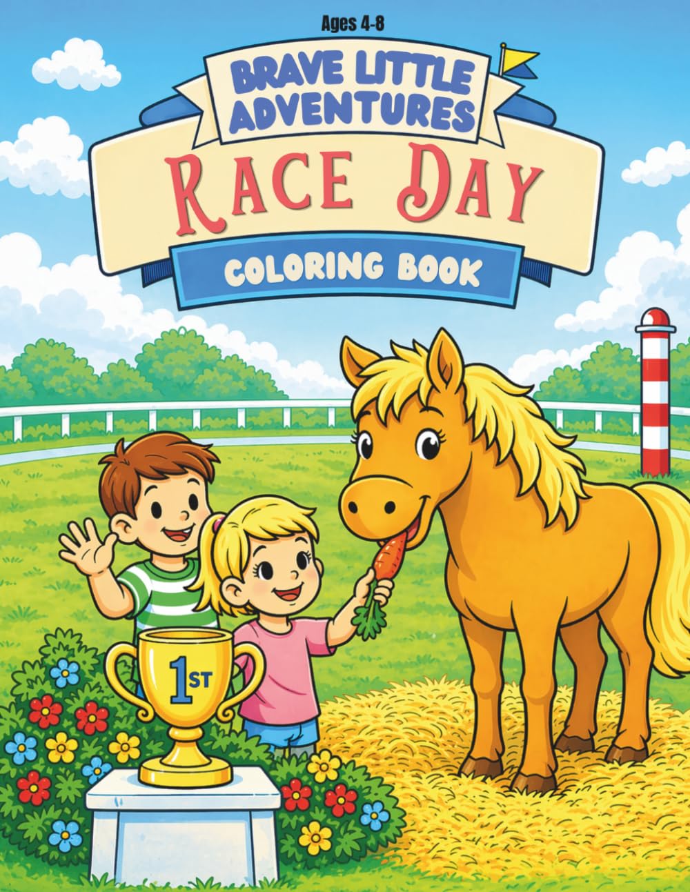 Race Day Coloring Book For Kids Ages 4-8: Horse Racing Coloring & Activity Book | Derby Inspired Pages, Simple Designs & Fun Activities