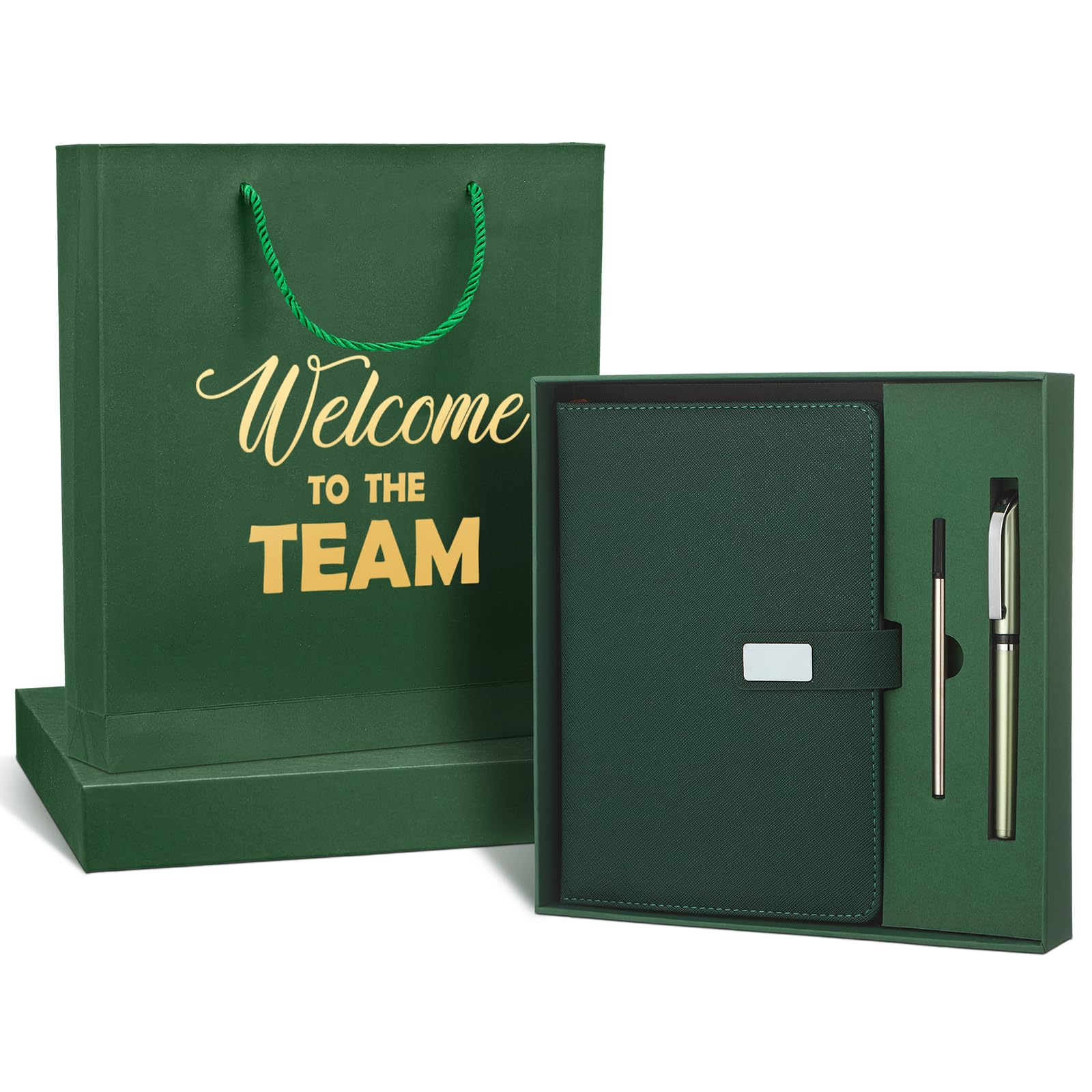 Sayglossy New Employee Welcome to the Team Gift Sets Notebook and Pen Welcome to the Team Gift Box Employee Appreciation Gift Sets for New Employee Worker Office Gifts(Green)