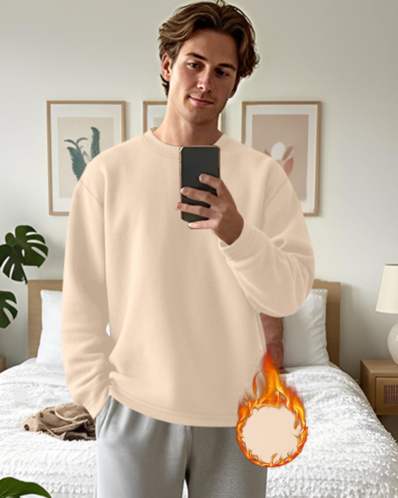 3 Pack Mens Long Sleeve Shirts Crew Neck Thermal T-Shirt Thick Pullover Basic Tops Casual Comfortable Sweatshirt