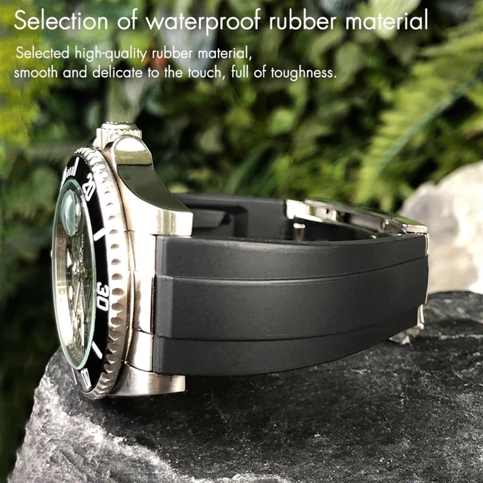 Cinturino per orologio in gomma con collegamento in metallo Cinturino sportivo da 20 mm per Rolex Daytona GMT Watch Yacht Master Submariner Cinturino verde alla moda
