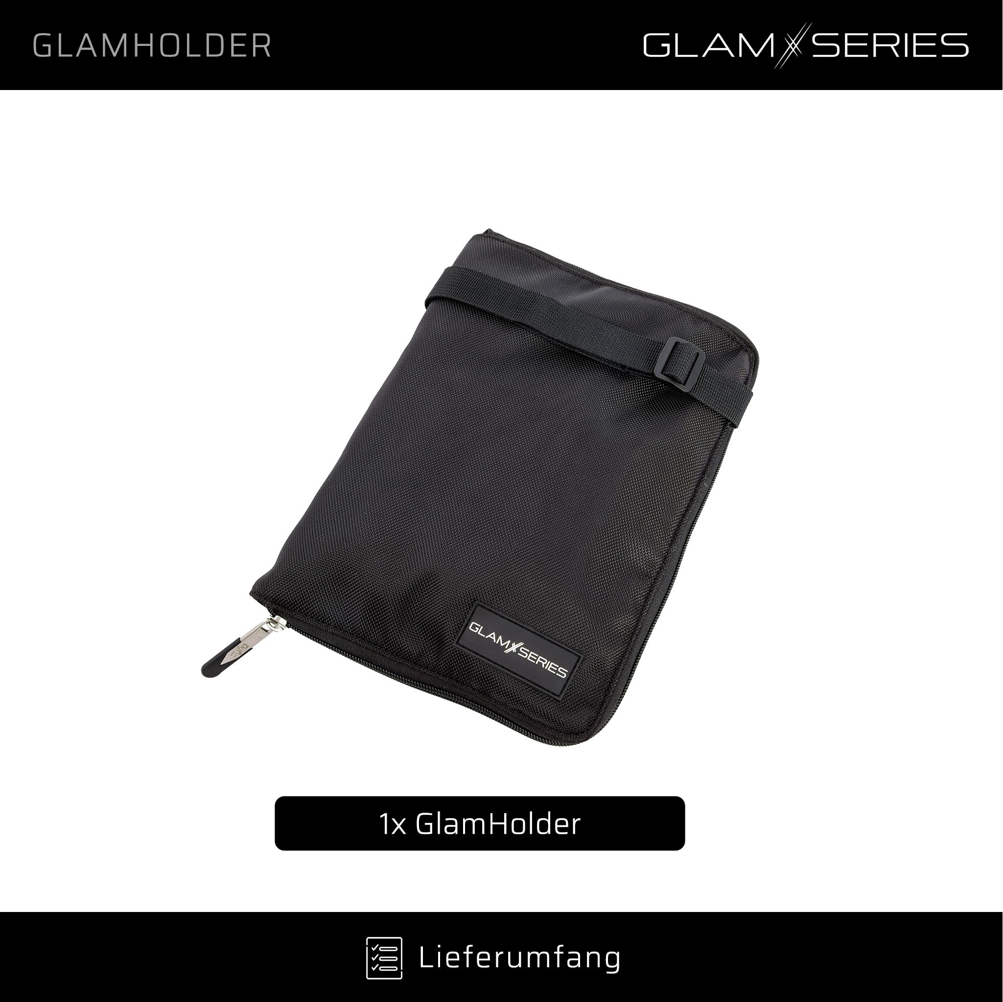 GlamHolder Pinselgürtel 270 x 190 mm mit Mehreren Fächern für Make-up Pinsel, zusammenfaltbare Pinseltasche mit Gürtel