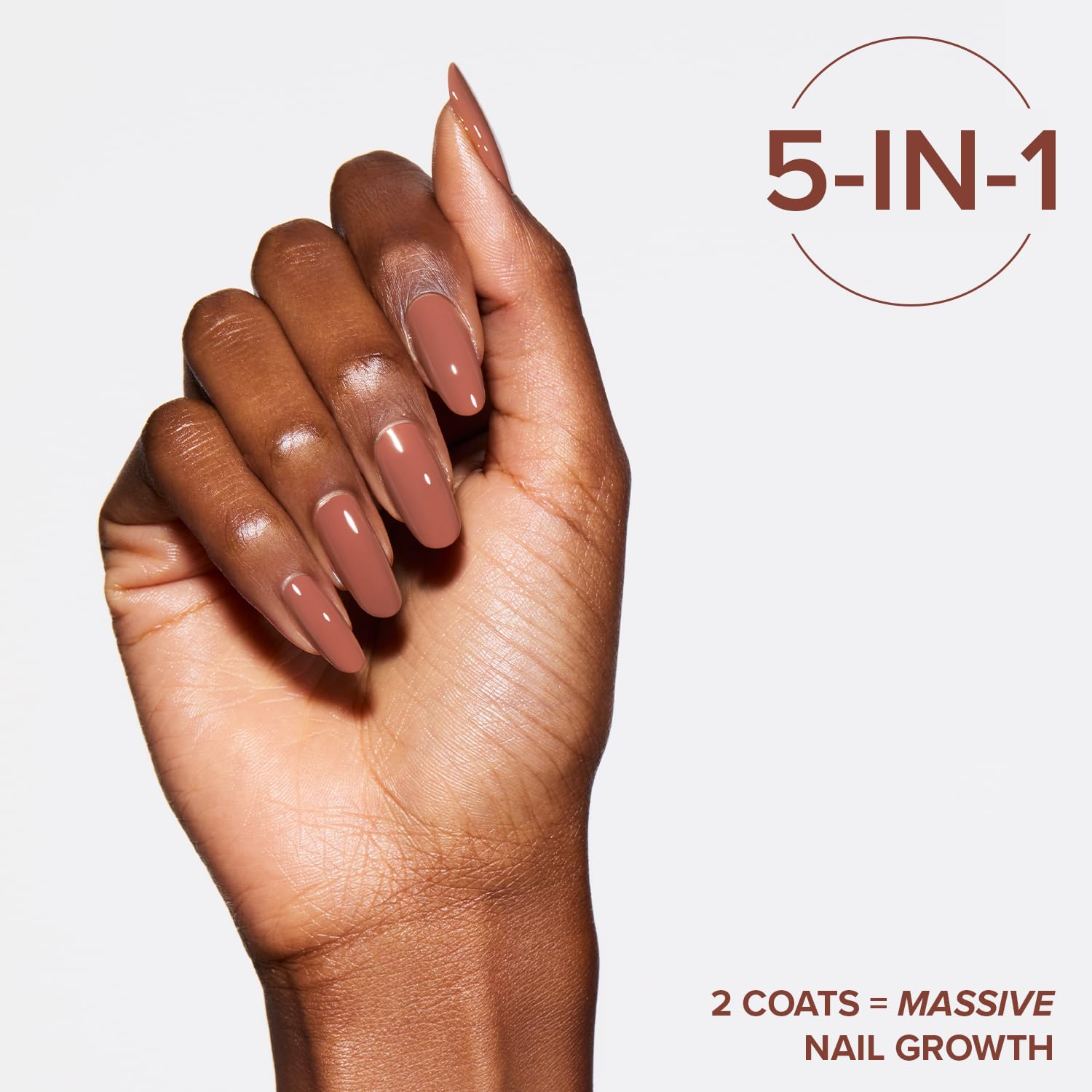 Static Nails 5-in-1 Rapid Growth Treatment Polish, Clinically Proven Hardener & Strengthener, Built-in Top & Base Coat, Quick Dry Formula, Repairs & Lengthens – Teddy (Warm Milky Brown) 0.4 Fl Oz