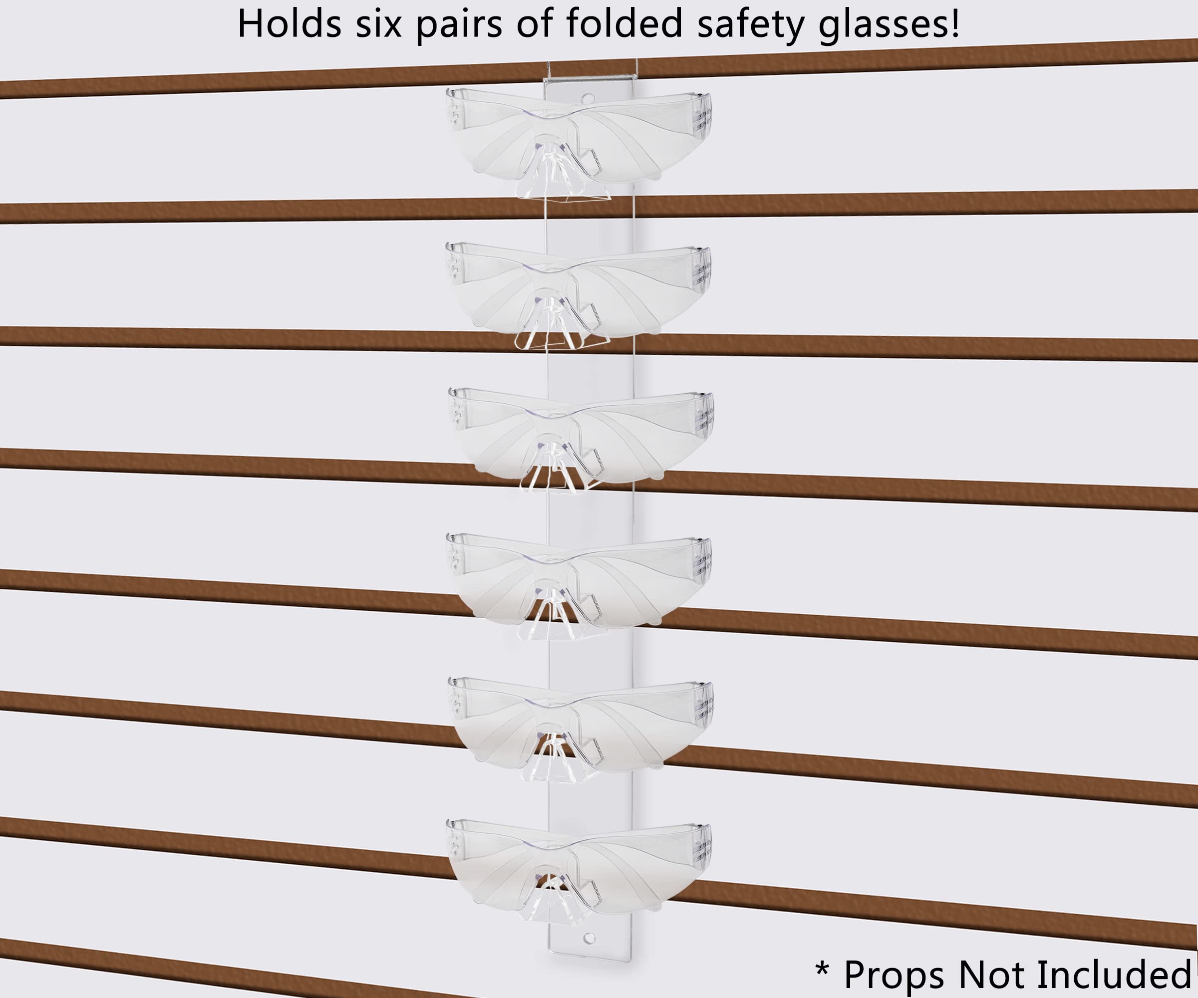 Marketing Holders 6 Pack Slatwall Eyewear Holder Clear Acrylic Sunglass Display Vertical 6 Pair Eyeglasses Organizer Rack for Optometrist Offices and Retail Boutiques No Assembly