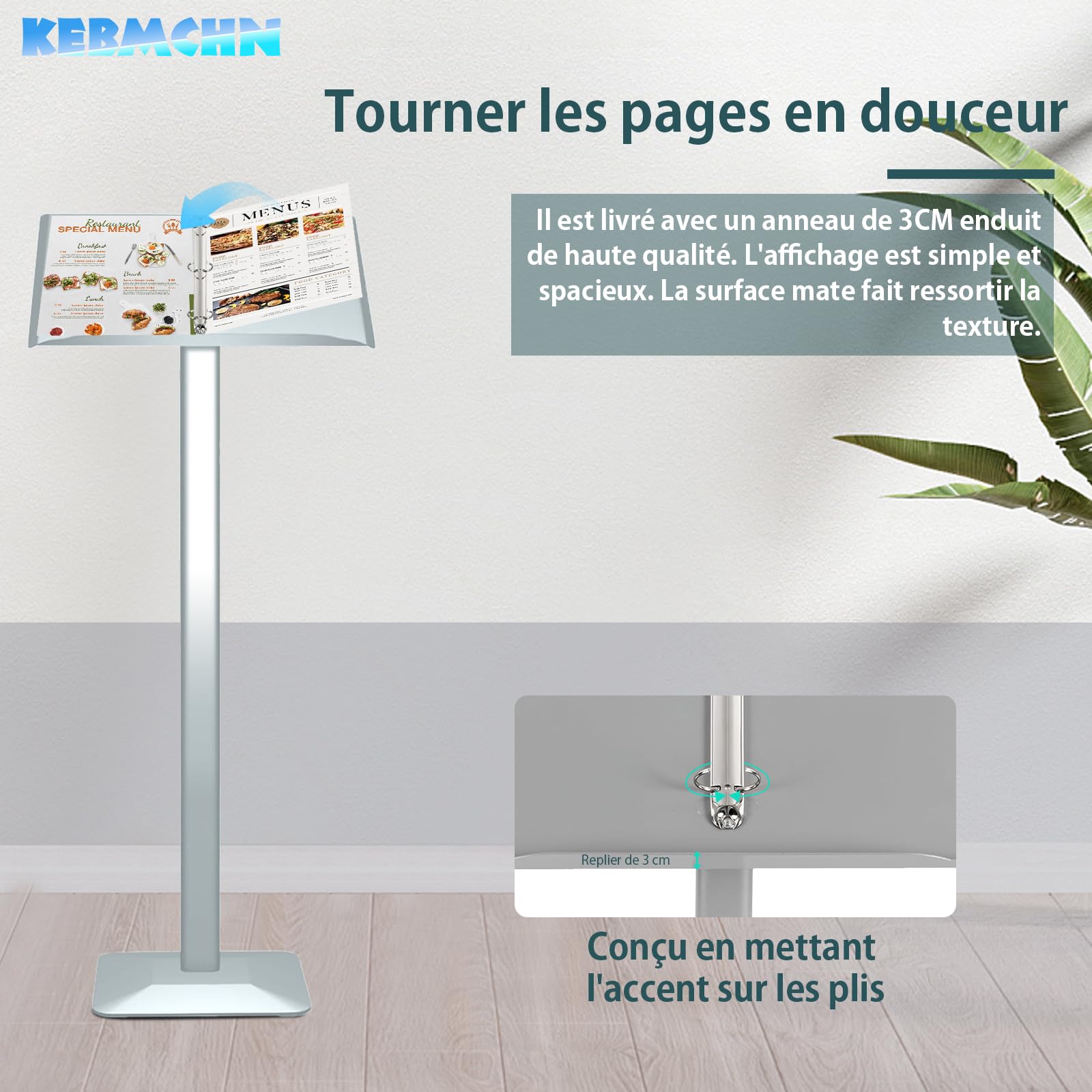 Porte menu restaurant extérieur 49x35 cm, noir, support d'affichage, porte-informations, cartes de menu, panneaux publicitaires, comme classeur ou comme présentoir d'information （argent）