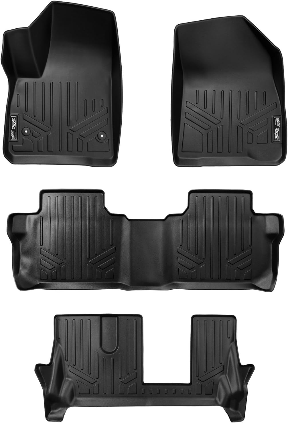 MAXLINER Floor Mats 3 Row Liner Set for 2017-2018 GMC Acadia with 2nd Row Bench Seat