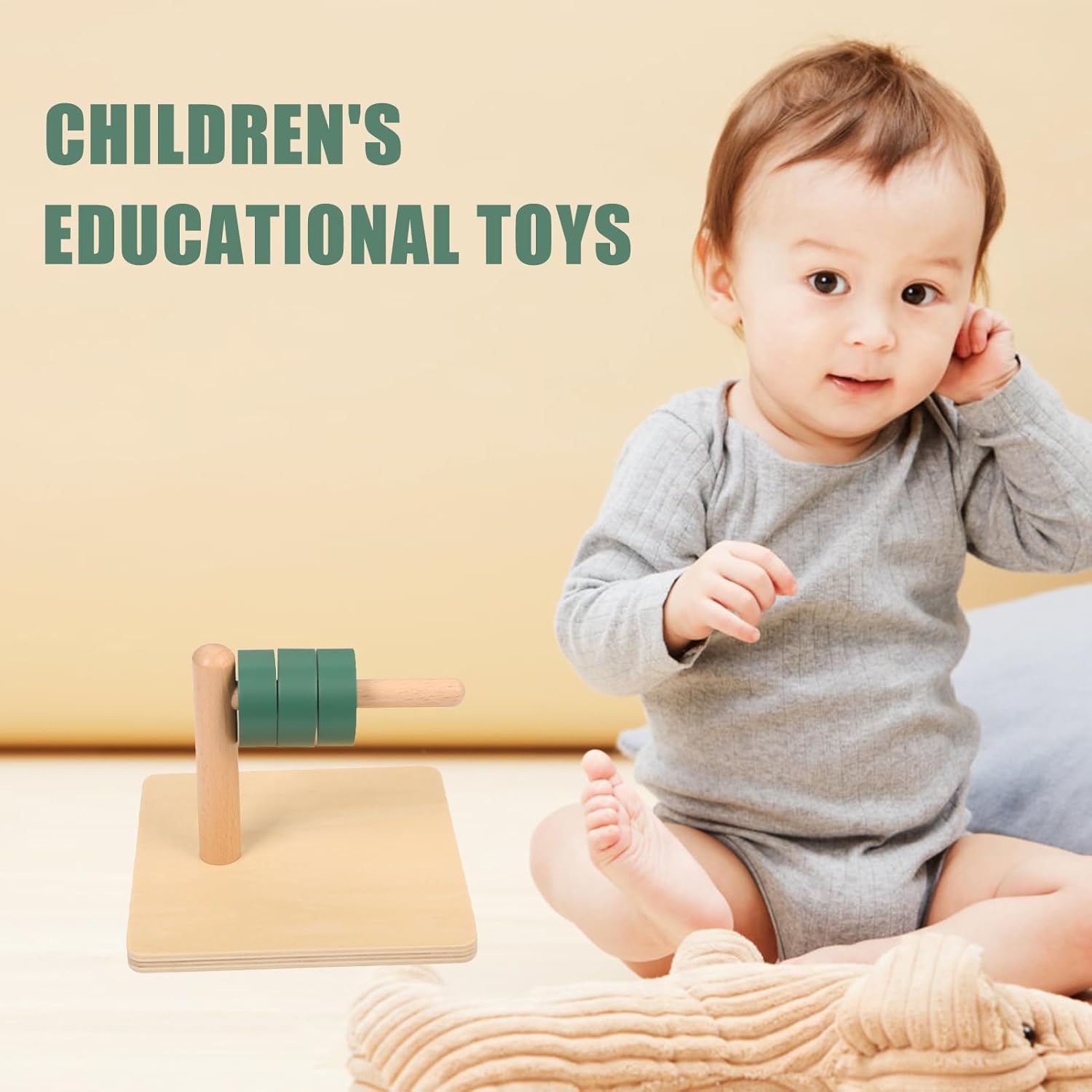 MEYOR Montessori Level Ring Montessori Teaching aid Educational Toys 1+Year Discs on Horizontal Dowel