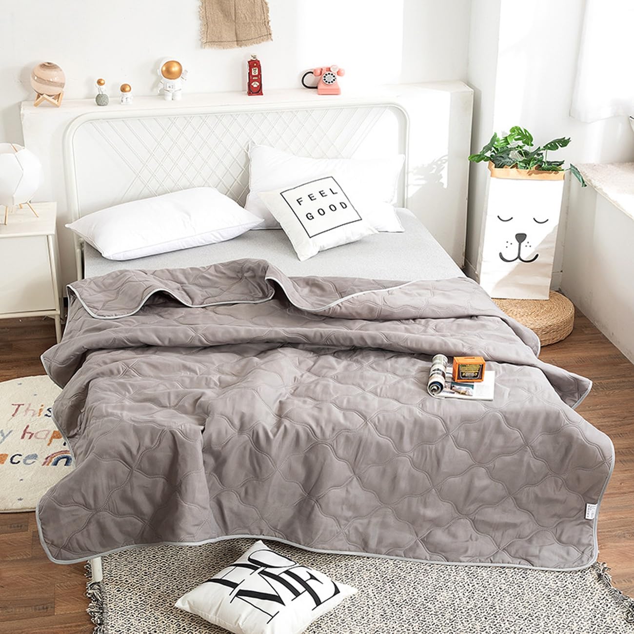 Courtepointe fine et respirante en pur coton pour lit de 180x200cm