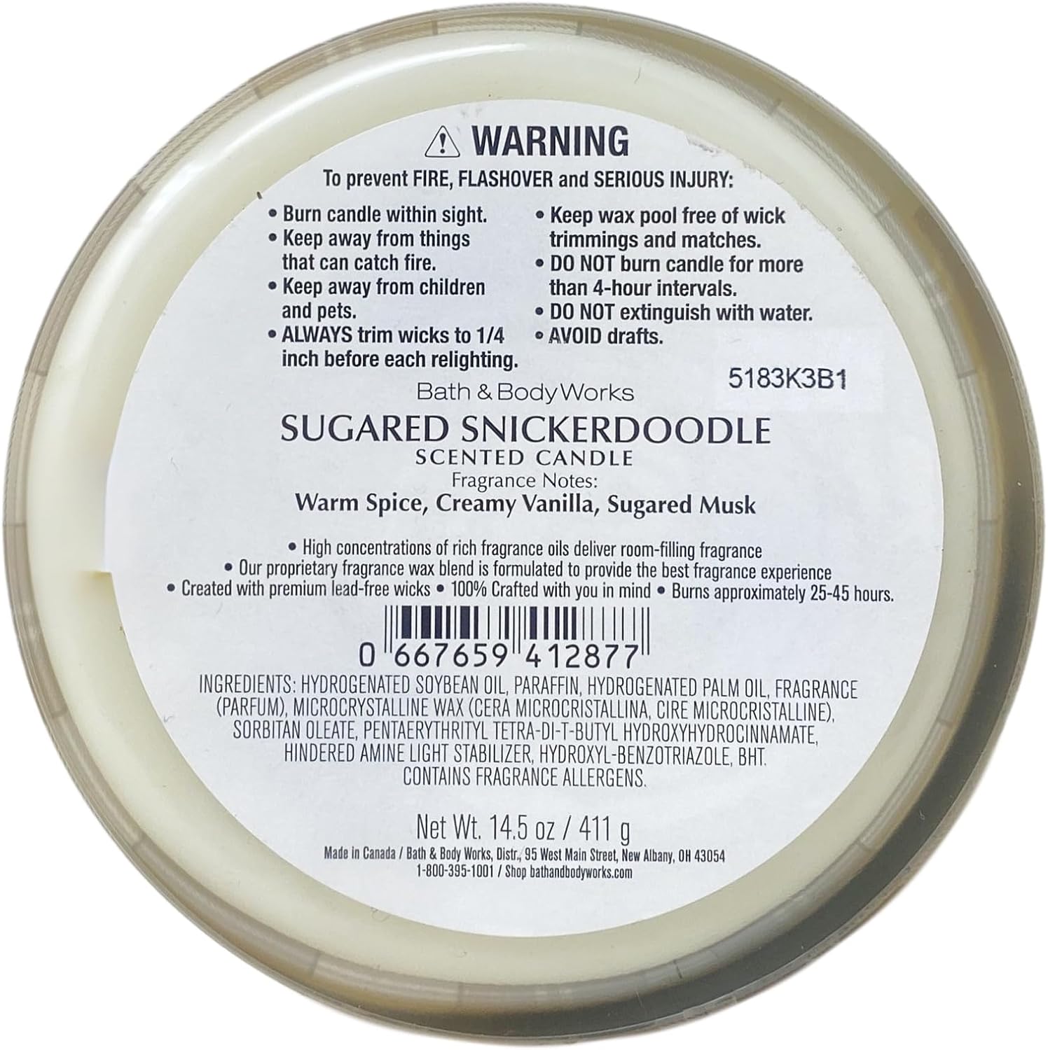 Bath & Body Works Sugared Snickerdoodle 2 Piece 3-Wick Scented Candle Set with a Peach Gardenia Bar Soap