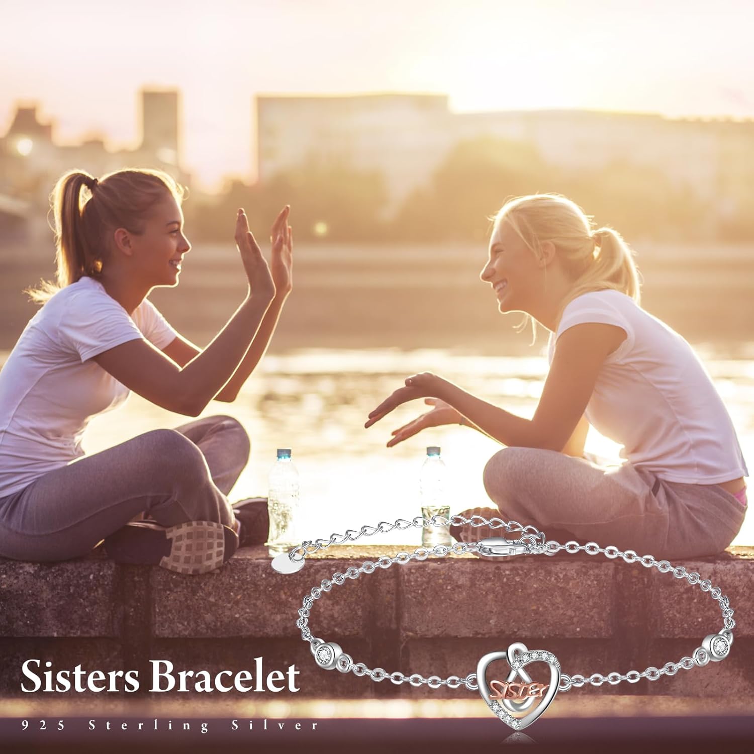 Palpitate Sister/Besties Bracelets for Women 925 Sterling Silver Friends Bracelet Friendship Jewelry Birthday Christmas Gifts for Women BFF - Image 6