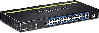TRENDnet 24-Port Gigabit Layer 2 Switch with 4 Shared Mini-GBIC Slots, 48 Gbps Switching Capacity, SNMP, Lifetime Protection, TL2-G244