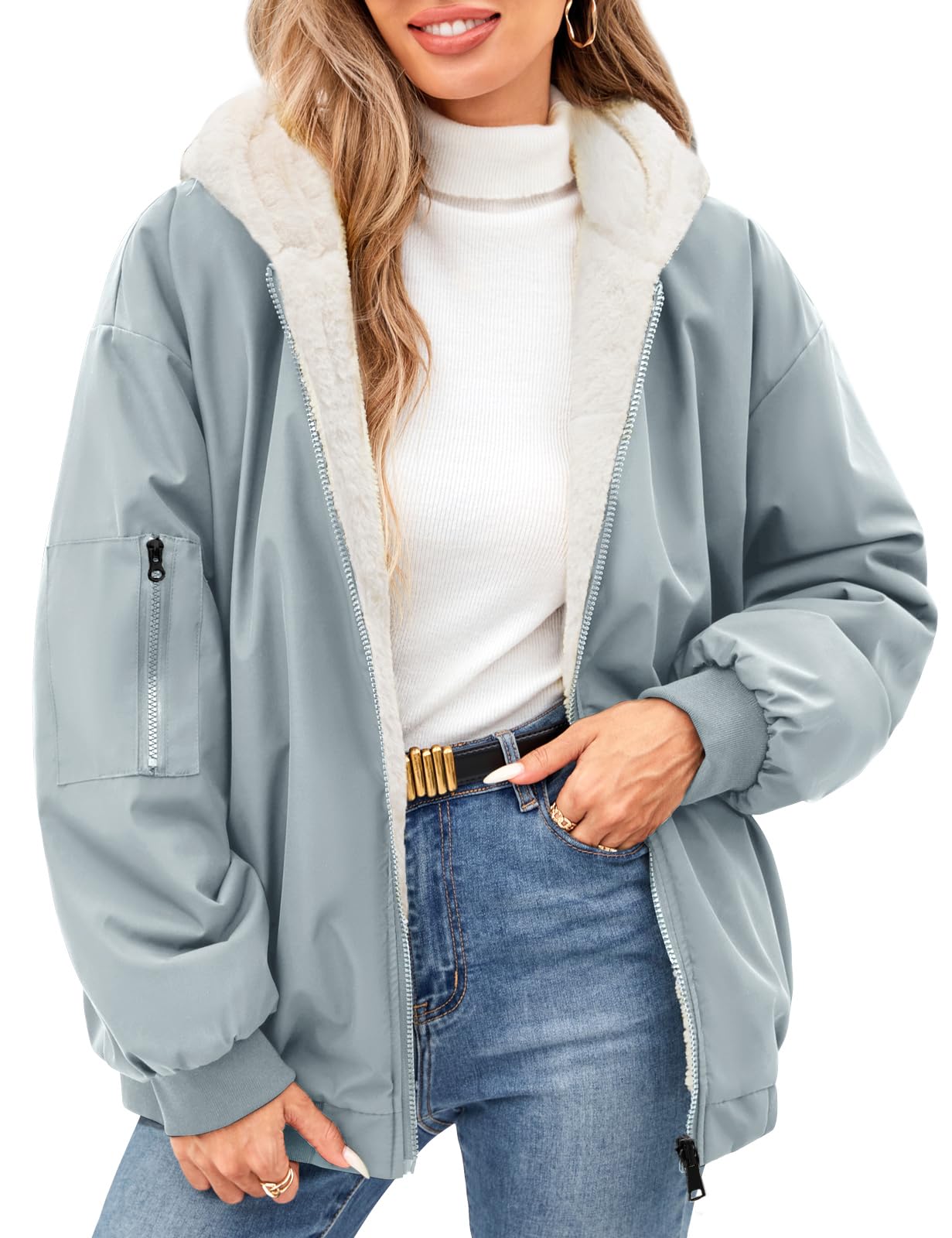 Tuopuda Damen Wintermäntel Winddichter Winterjacke Warm Fleece Gefütterte Kurzmantel Winter Kurz Mantel Kapuzenjacke Puffer Jacke mit Kapuze Reißverschluss Übergangsjacke
