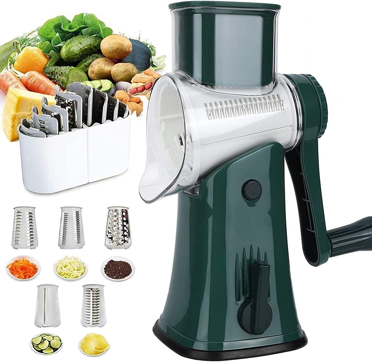 Rotary Cheese Grater Vegetable Slicer,EA ARENA 5 in 1 Rotary Drum