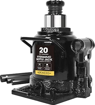Big RED 20 Ton 40,000 LBs Torin Hydraulic Stubby Low Profile Car Bottle Jack for Auto Repair and House Lift, Black, AT92007AB