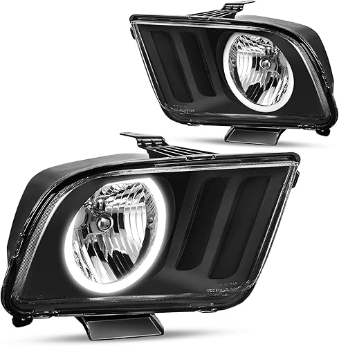 DWVO Faro delantero Aseembly compatible con Ford Mustang 05, 06, 07, 08, 09, 2005, 2006, 2007, 2008, 2009, con LED DRL