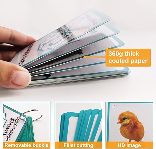 Miniatura 5 de Zwttey - Juego de 18 unidades de animales de granja, regalos para niños, tarjetas flash en inglés, tarjeta de bolsillo, educativo, aprendizaje para