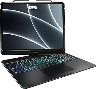 iPad Pro 12.9-inch Keyboard Case: Backlit Trackpad Keyboard for Apple iPad Pro 12.9 inch 6th 5th 4th Generation and 3rd Gen 2022 2021 2020 2018 Smart Wireless 360 Rotatable Cover with Pencil Holder