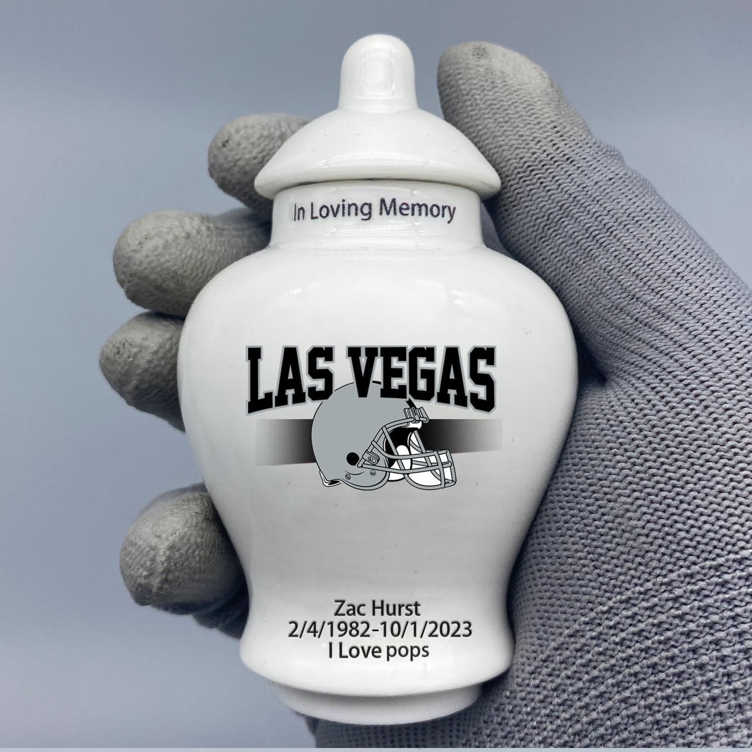 Customize Football Small Urn. Please Send Customization Information - Name/Date and Number on Urn