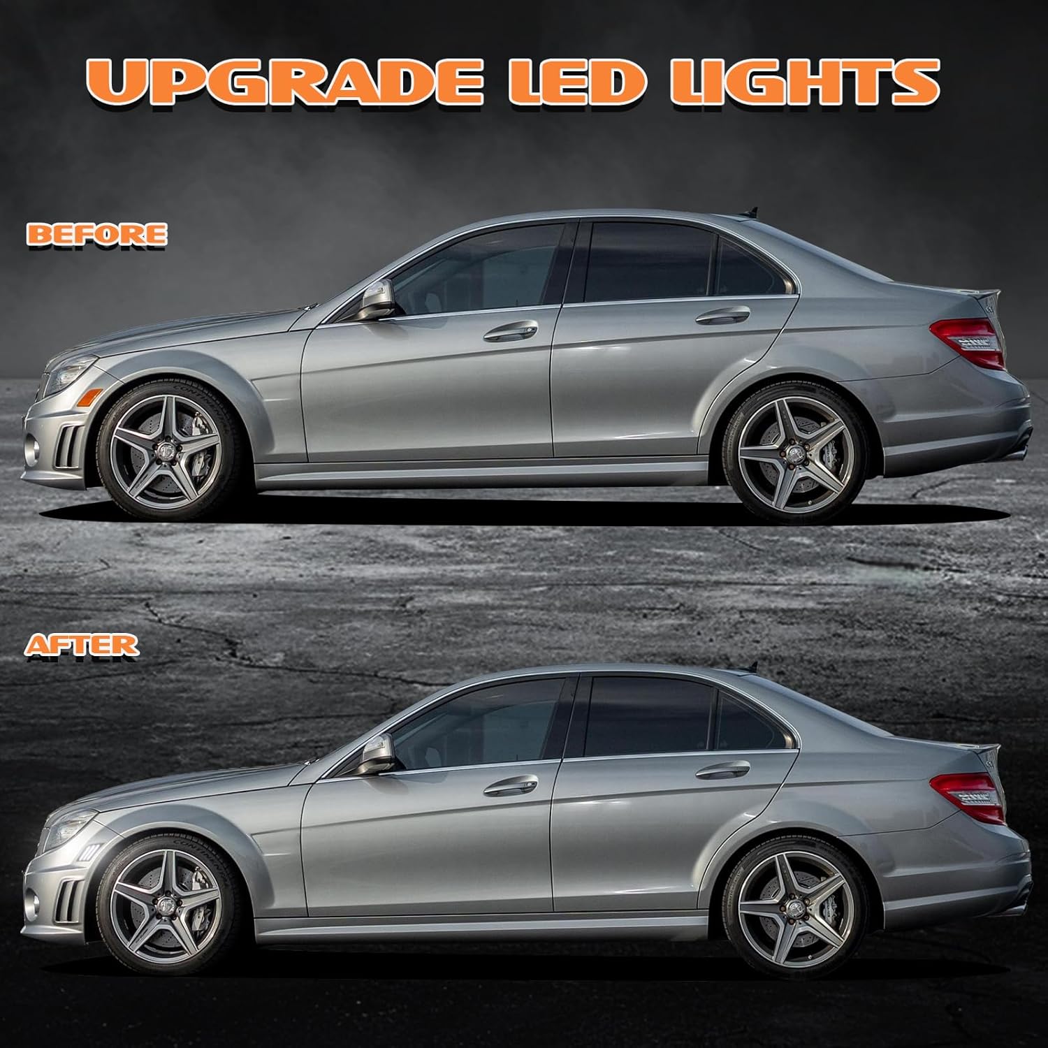 White Front Side Marker Lights Compatible for 2008-2011 Mercedes W204 C250 C300 C350 & 2008-2013 C63 AMG & 2005-2007 SL66 AMG, Smoked Lens LED 2PCS