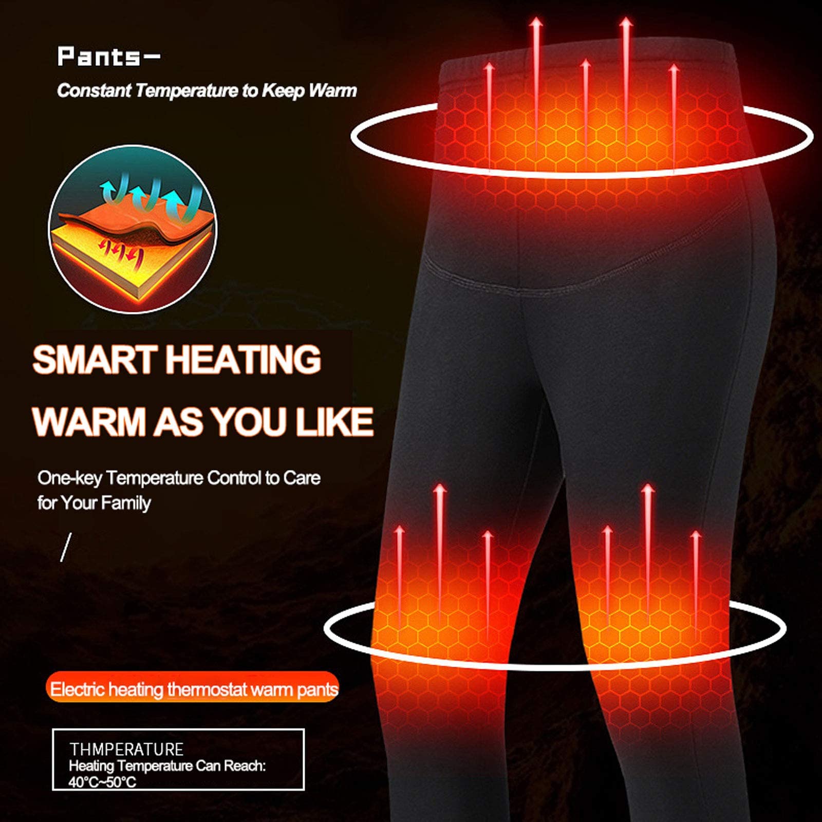 Tuta intima riscaldata a 6 aree, abbigliamento invernale per uomo/donna per il riscaldamento invernale all'aperto, camicia e pantaloni con carica termica per il riscaldamento USB (Nero S) (Nero S