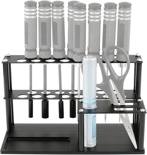 Miniatura 2 de Soporte para herramientas a control remoto, destornilladores, estante de almacenamiento de 18 agujeros, organizador de metal para Phillips plano