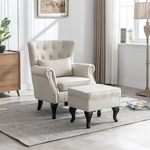 Miniatura 39 de Sillas de lectura Accent Midcentury - Sofá esquinero moderno y cómodo con respaldo copetudo para sala de estar, dormitorio, sala de recepción,