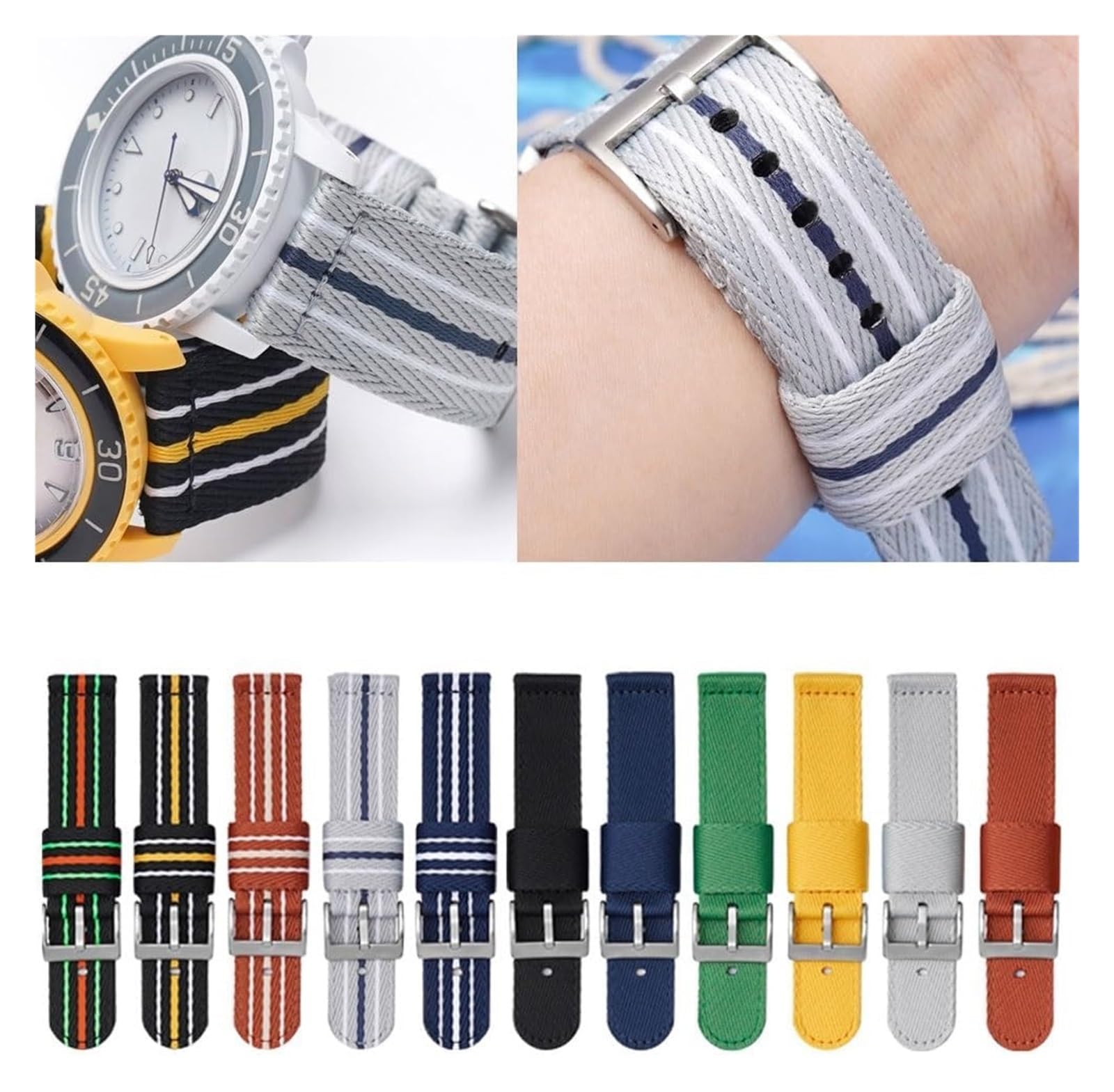Bracelets élastiques en nylon tressé à boucle régl Bracelet de rechange en Nylon, 20mm 22mm, universel, à dégagement rapide, accessoires de montre, ceinture en nylon
