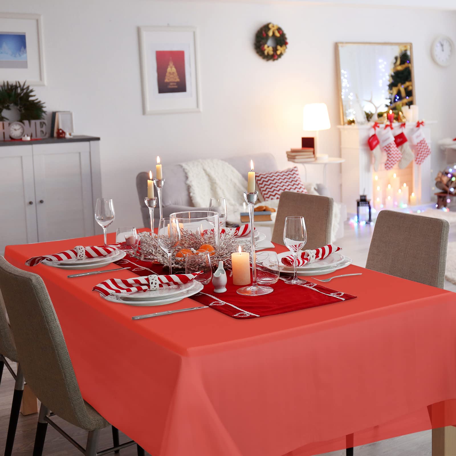 SHUESS 15 Tovaglie Rosse In Plastica Per Feste – 137x274 Cm – Usa E Getta, Impermeabili, Ideali Per Matrimoni E Compleanni