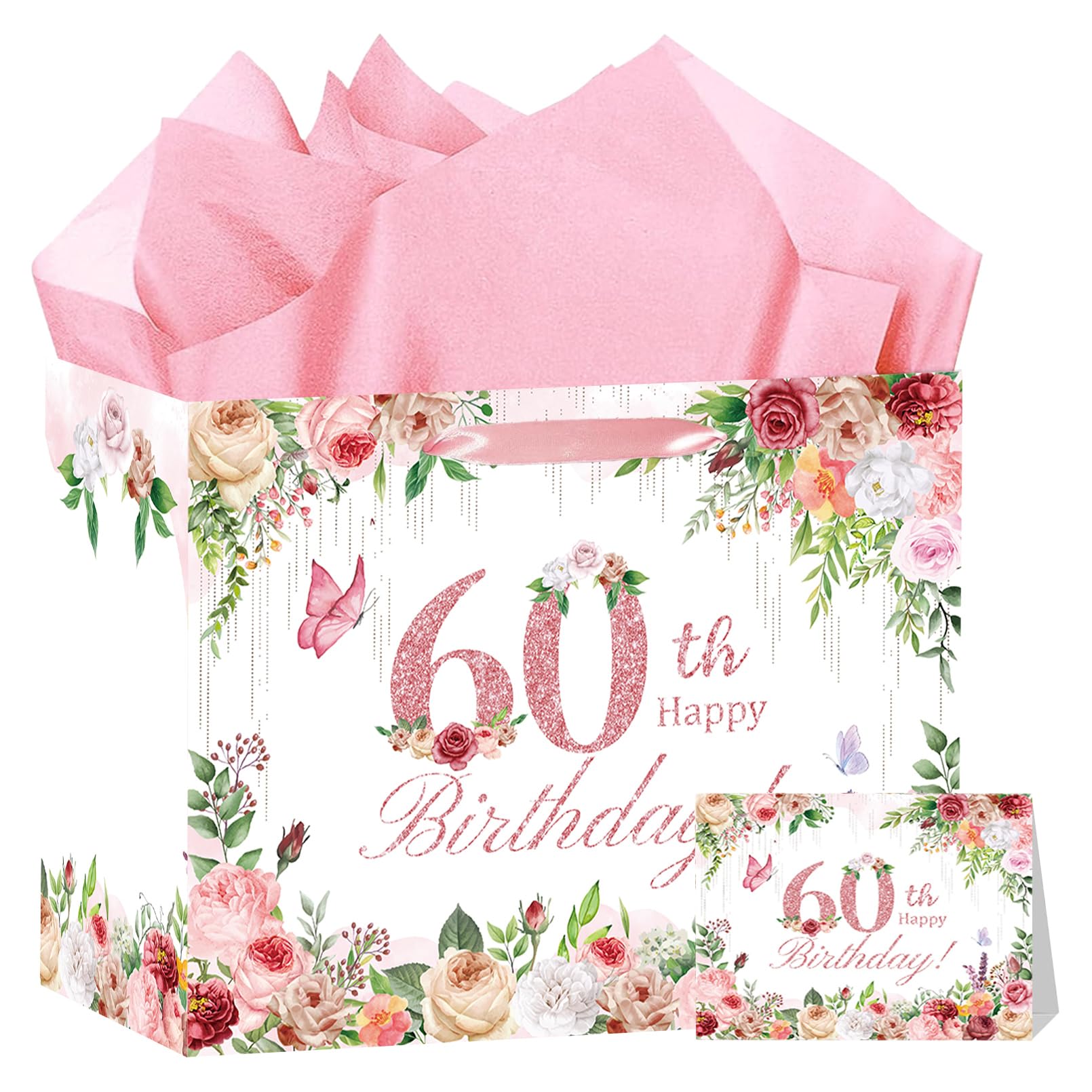 HSKMAKE 60 birthday pink gift bag
