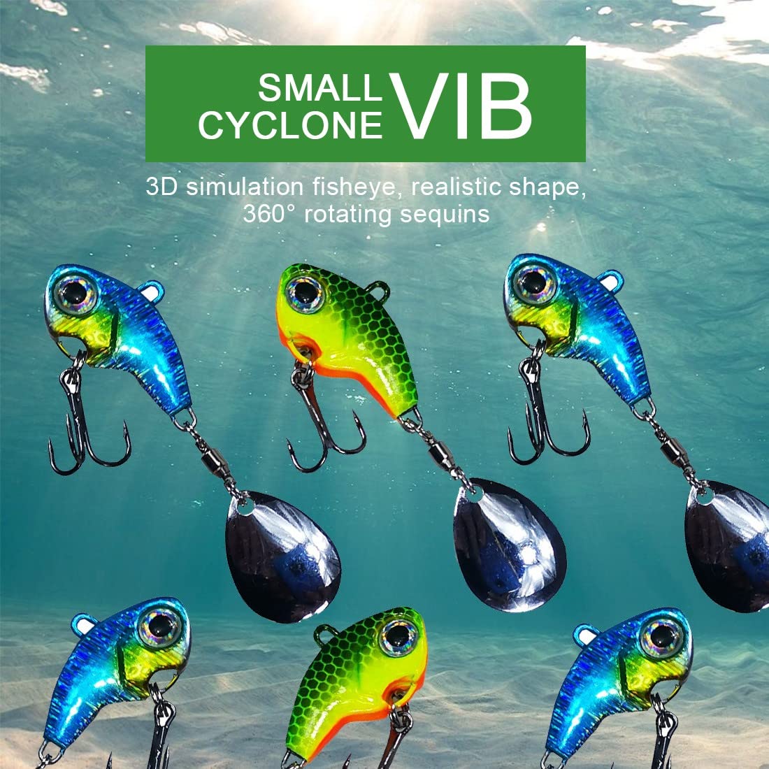 2 Leurres De Pêche Carnassiers – 5,7 Cm – 14 G – Triple Hameçon – Bleu Lac Et Vert Émeraude – Pour Brochet, Perche, Bar