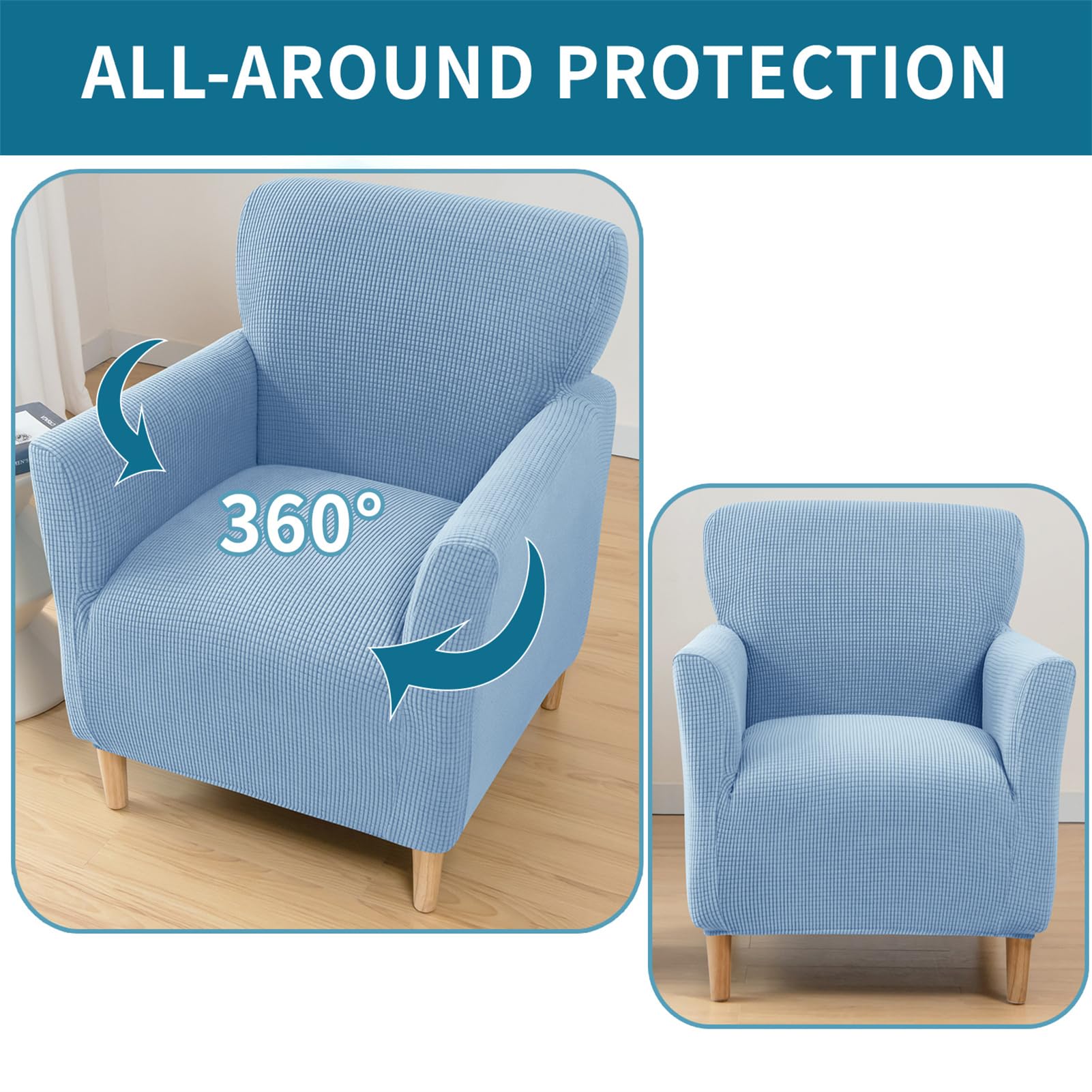 Fundas para Sillón de Banquete Elásticas de Licra para Silla de Bañera Extraíbles 1 Pieza Antideslizantes para Sofá Protector de Muebles para Sala de Estar Y Hogar (Azul Cielo 2 Piezas)