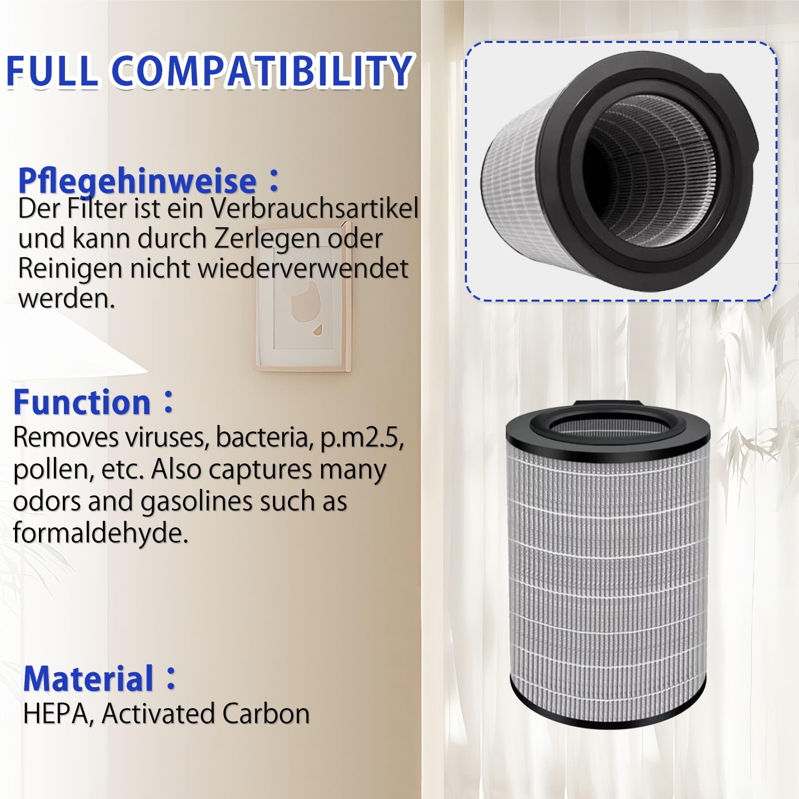 Repuesto FY3140 True HEPA compatible con Philips AC3033 AC3036 AC3055 AC3058 piezas de repuesto filtro de carbón activado