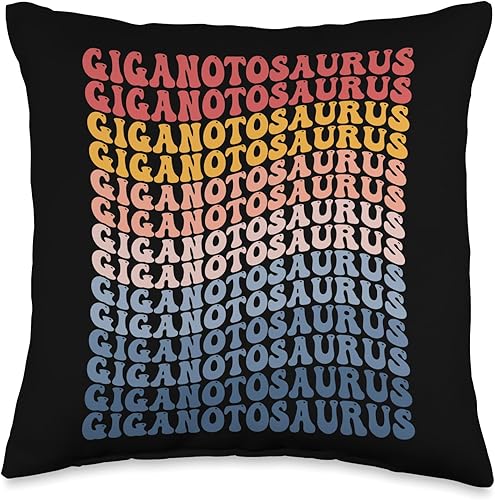 Miniatura 4 de Giganotosaurus Dinosaur Gifts Giganotosaurus Groovy Retro Dinosaur Throw Pillow, 18x18, Multicolor