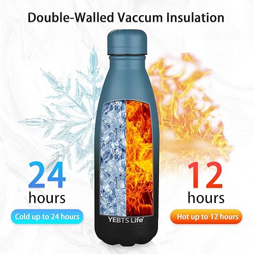 Miniatura 2 de Botella de agua aislada, paquete de 2 botellas de agua de acero inoxidable de 12 onzas con tapa con pajilla, botellas de agua deportivas de metal