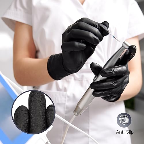 Miniatura 5 de Guantes desechables de nitrilo de 3 mil, guantes de nitrilo negro desechables sin látex para médicos, cocina y esteticista, guantes de goma seguros