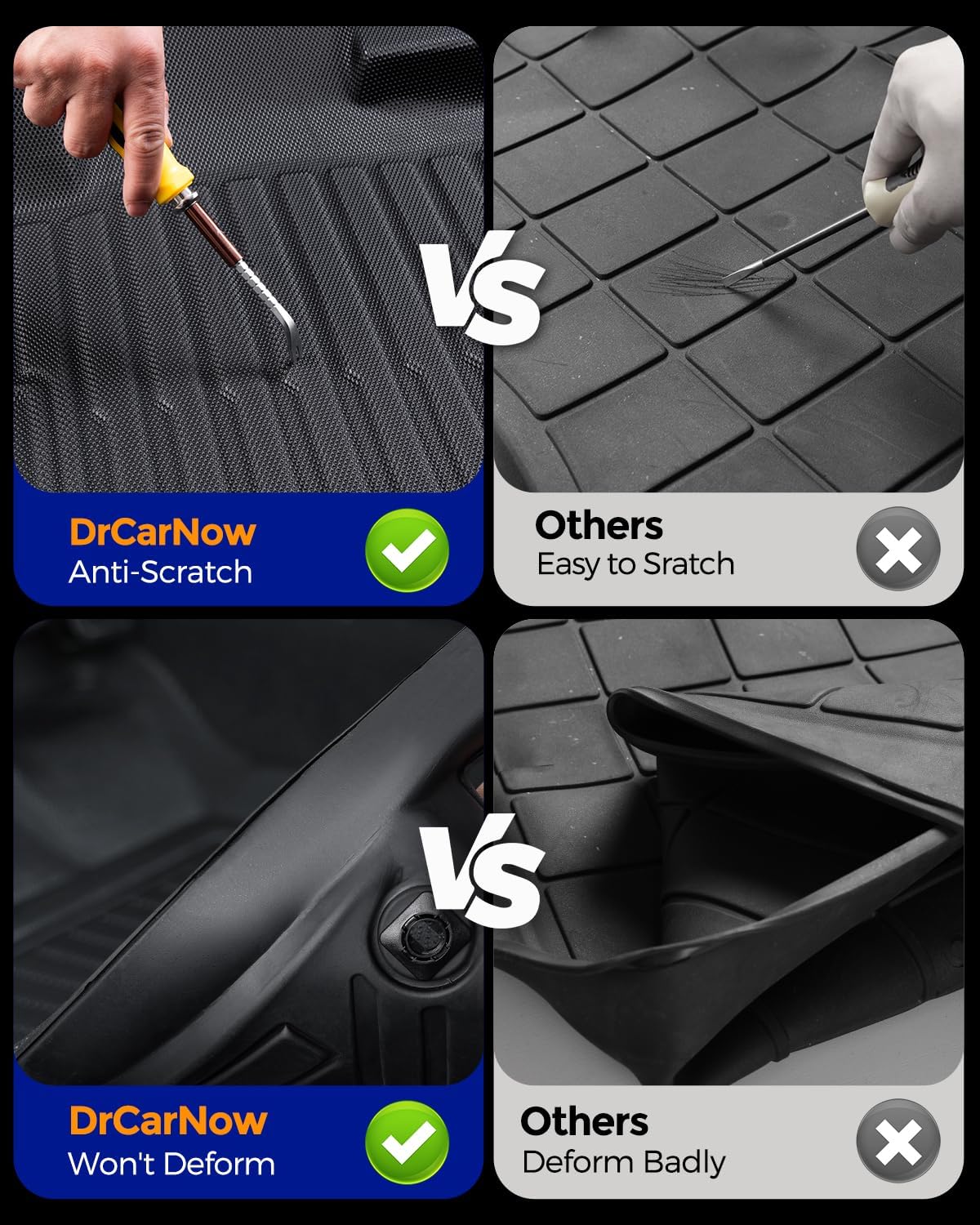 for Toyota Tundra Floor Mats 2011 2010 2009 2008 2007, Custom Fit All-Weather Cargo Liner Car Mats Full Set for Tundra 2007-2011 Double Cab & CrewMax TPE Rubber Seat Protection Automotive Accessories