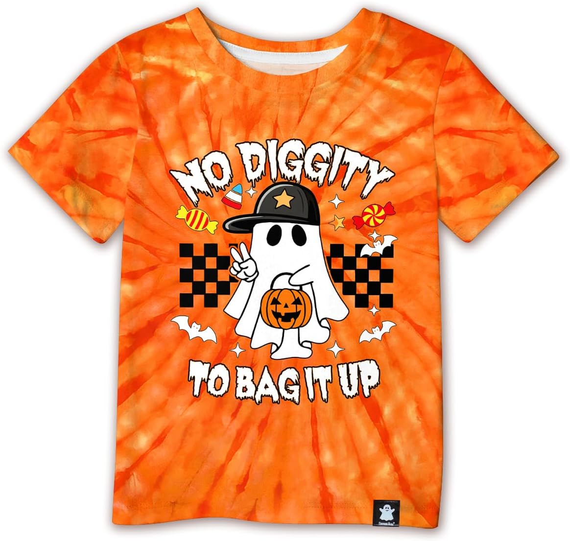 Big Girls & Boys Trendy Pumpkin Print Halloween Tee Shirt Cute Movie Night no Tie Dye Top Orange 9-10 Years