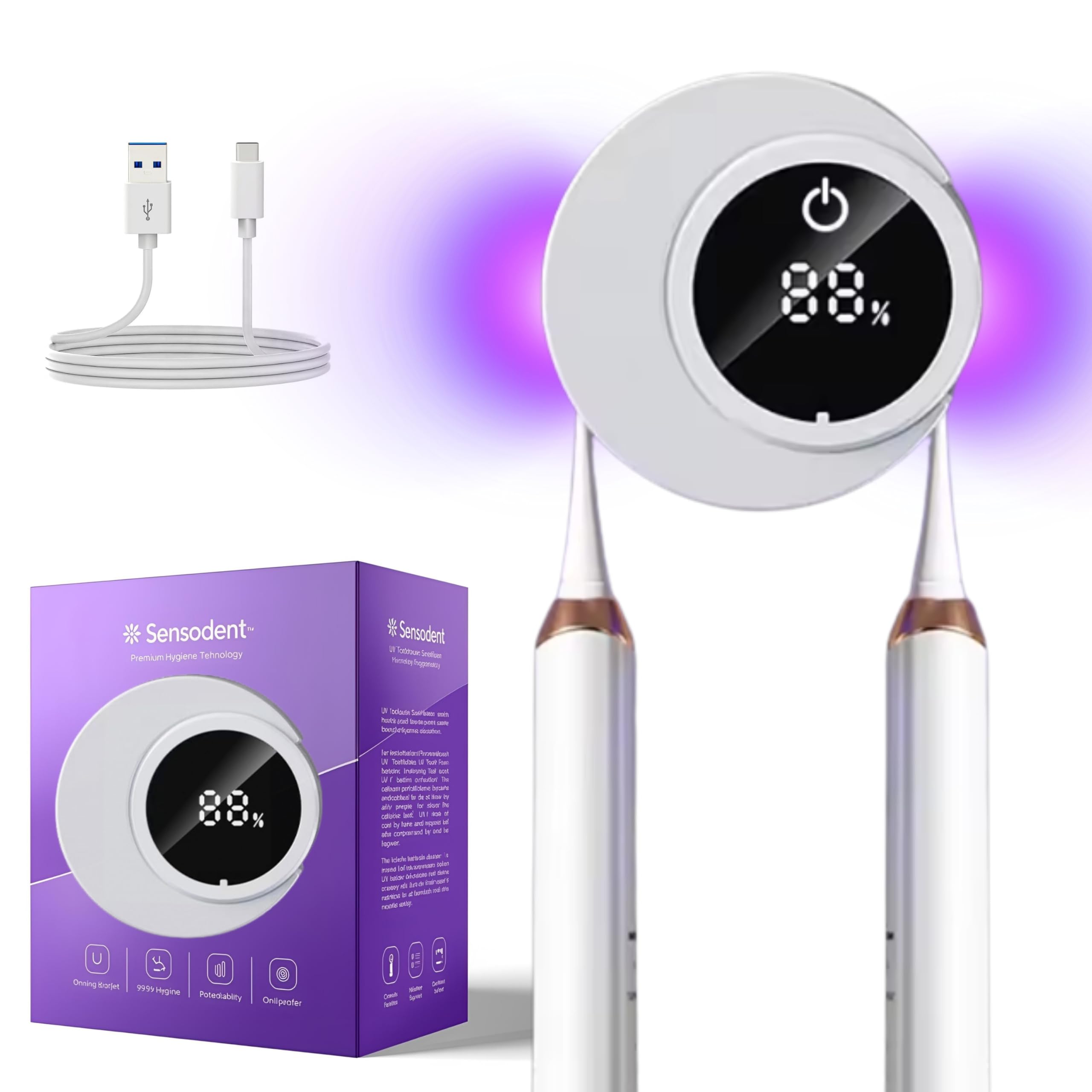 SENSODYNT Esterilizador Cepillo Cientes, Higienizador Cepillo Dientes con Tecnología Doble UV - Desinfectante Cepillo Dientes + Soporte Cepillo de Dientes sin Taladrar
