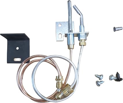 Manual Safety Pilot Control System for Gas Log Sets Compatible with Natural Gas & Propane, Includes Heat Shield and Pilot Kit Pilot