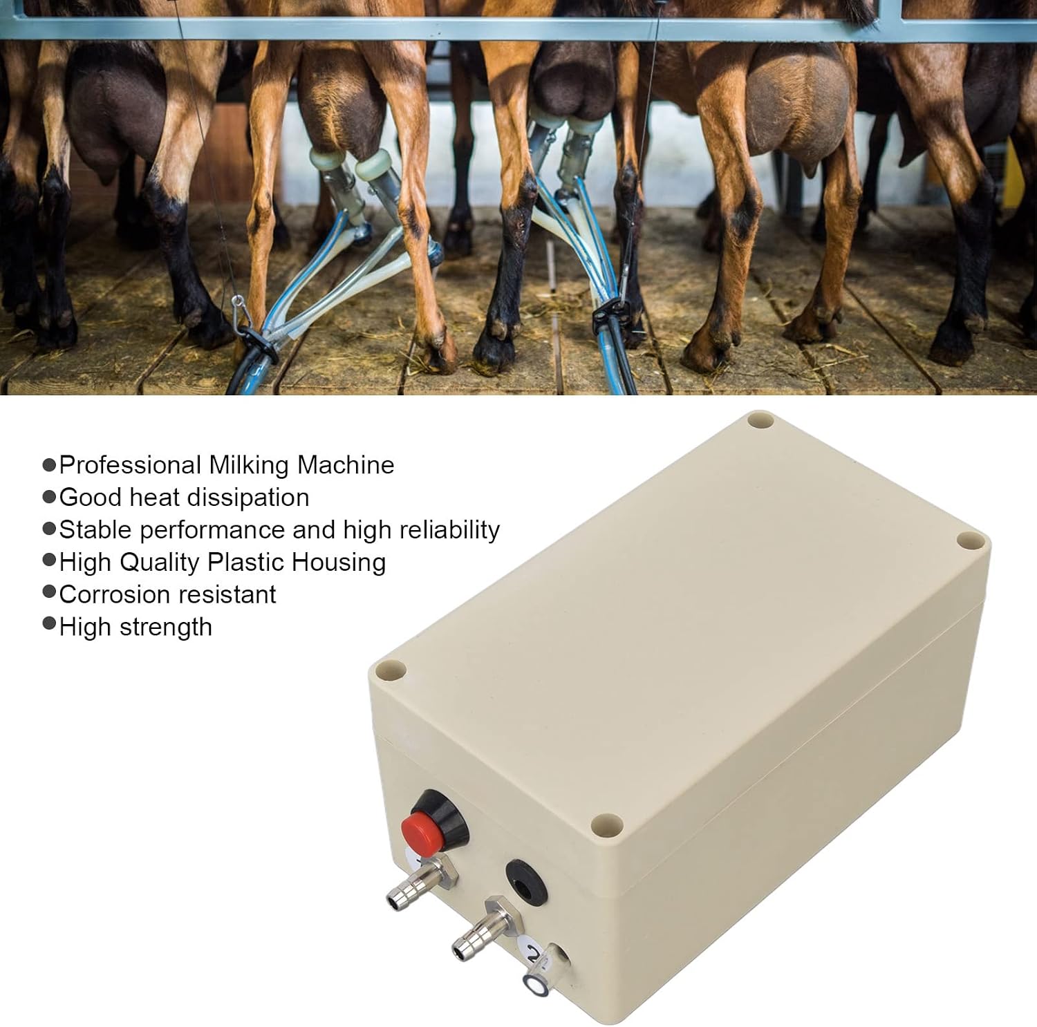 Milking Vacuum Pump, 48W Easy Installation Pulsation Milking Machine Plug and Play Transparent Nozzle Electric Milking Vacuum Pump for Livestock Products Processing (US Plug) image 2