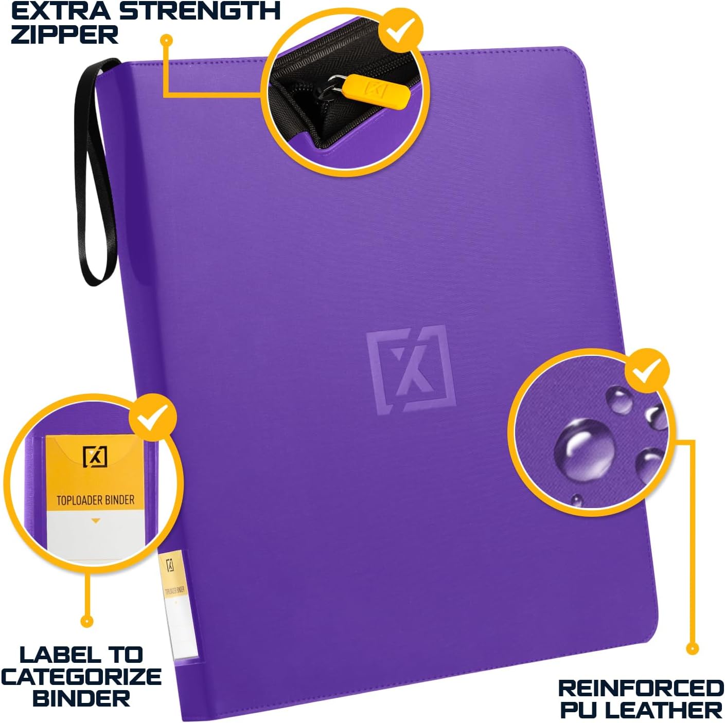 X PRO Toploader Binder - Black & Purple - 40 Toploaders Included in Bundle
